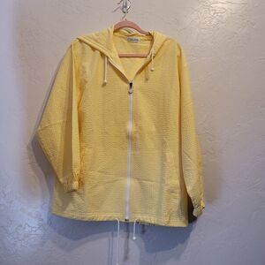 Chris Evans Womens L Lightweight Butter Yellow Tennis Jacket Searsucker Full Zip